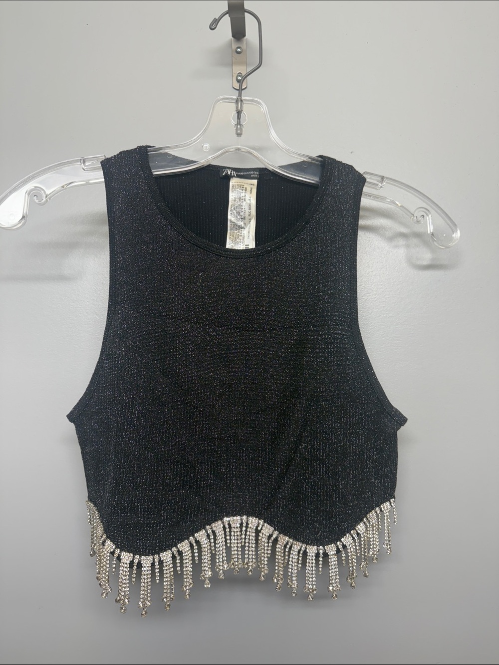 Zara Black Sparkle Crop Top - Women's